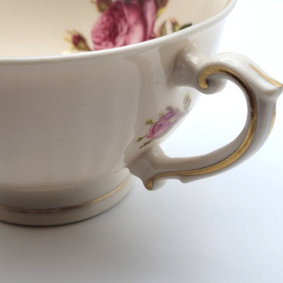 Federal Shape Syracuse China Teacup Victoria Rose Gilt Rim Made in USA Vintage - Picture 6 of 8